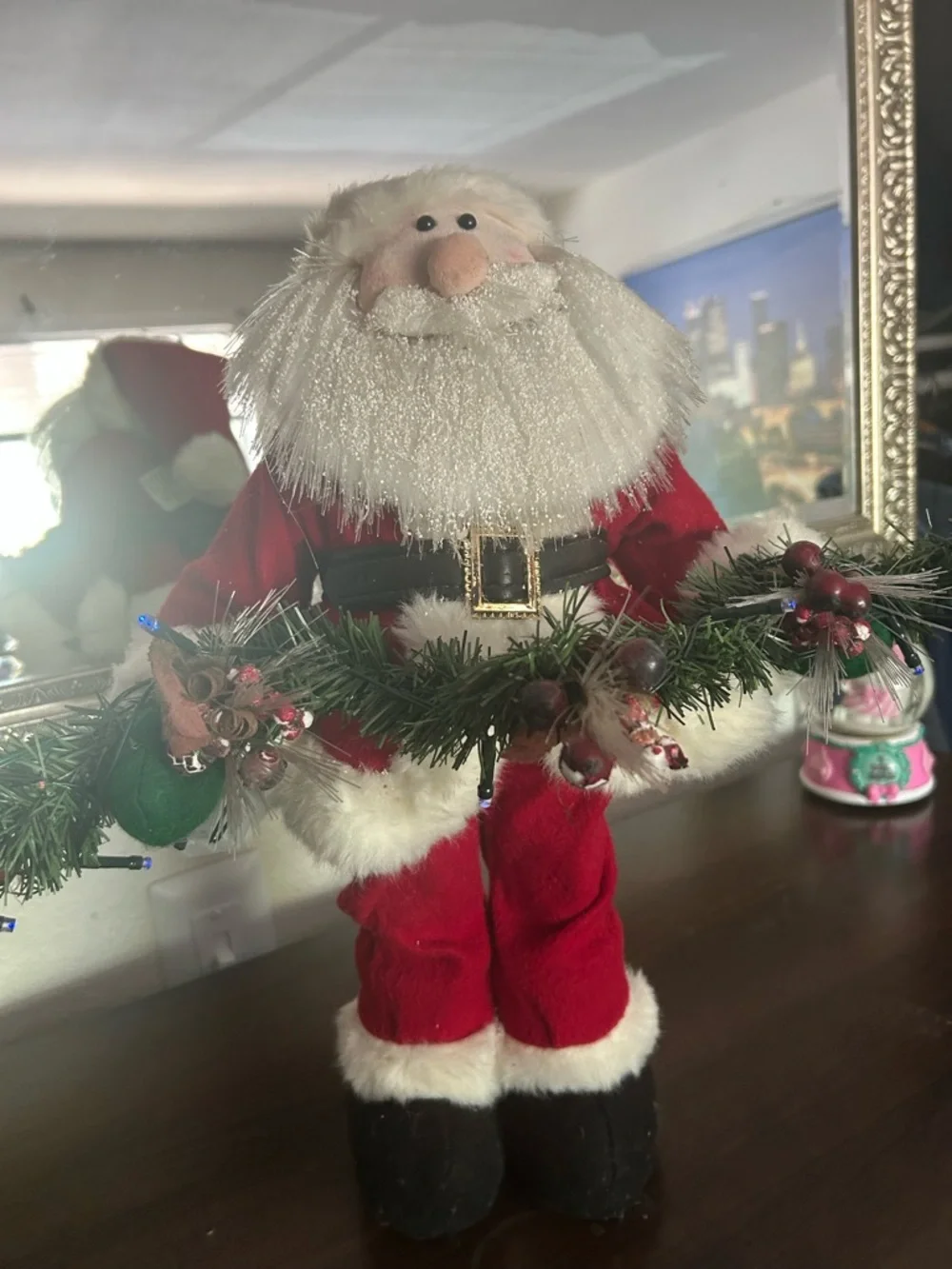 Classic Red Santa Garland Figurine Holiday Decor - Unbranded